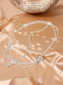 Faixa de cabeça de fantasia de decoração de corrente de strass - Prata - Visão 5