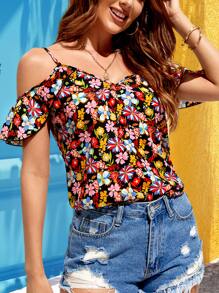 SHEIN VCAY 挖肩印花襯衫 - 彩色 - 查看 4