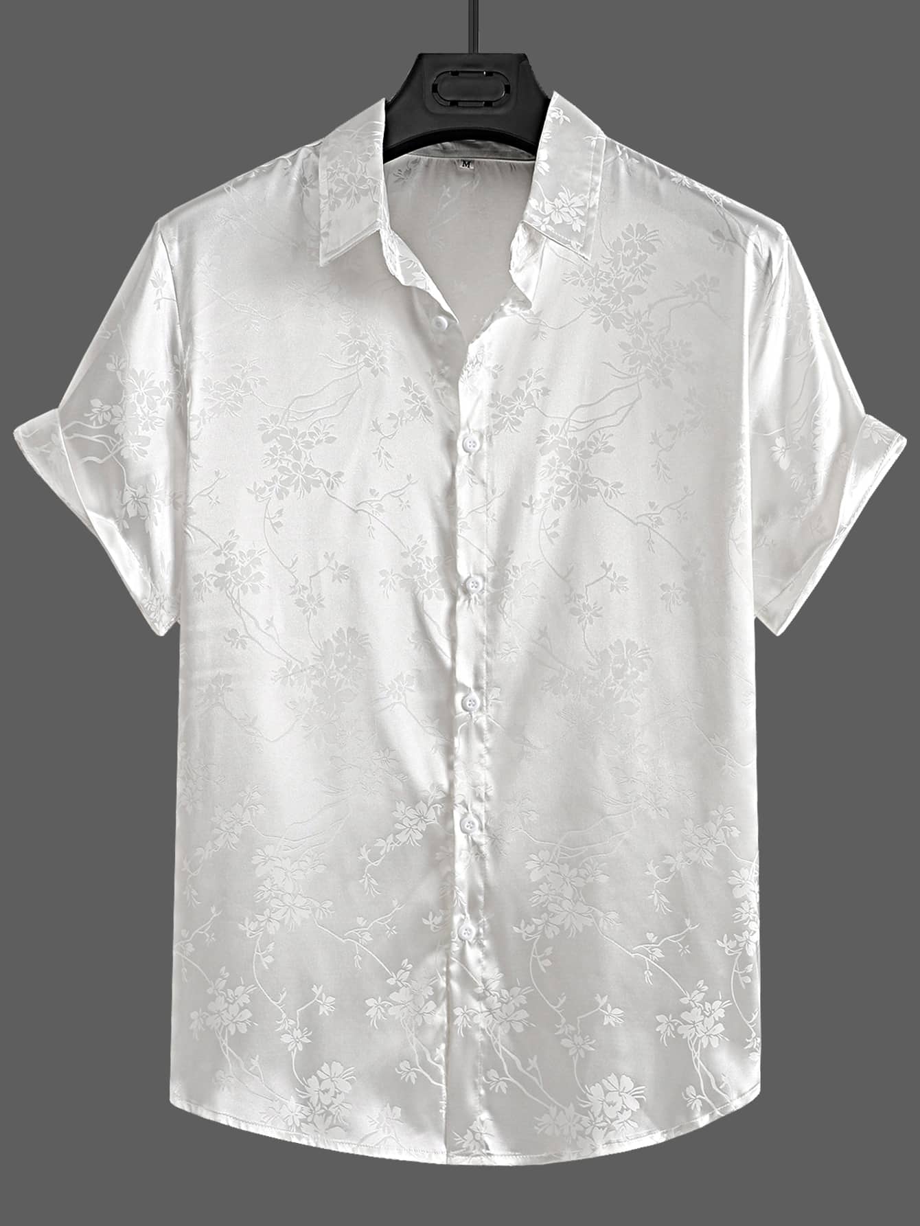 Manfinity Homme Men Satin Floral Jacquard Shirt - White - View 1