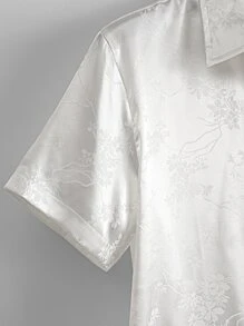 Manfinity Homme Men Satin Floral Jacquard Shirt - White - View 4
