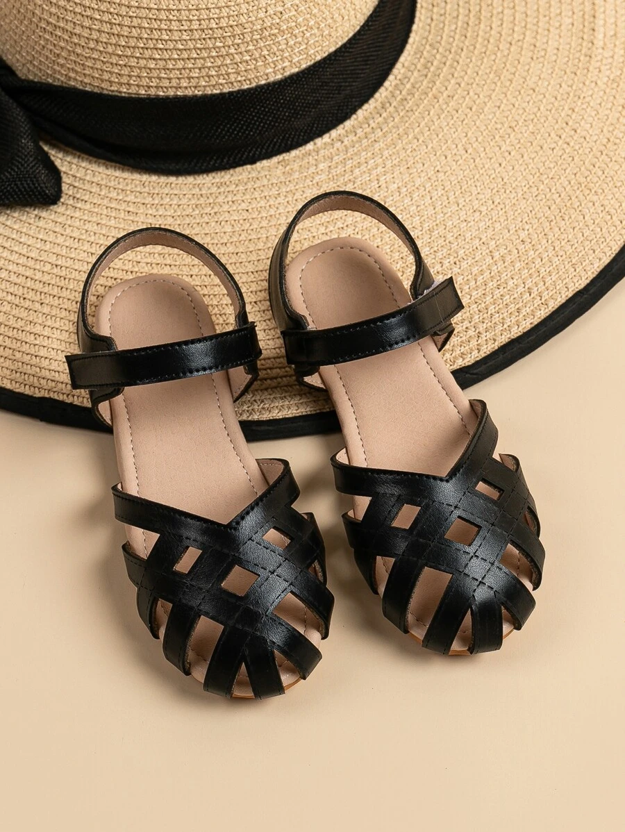Girls' Soft Sole Comfortable Flat Sandals, Black - Black - View 1