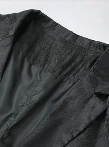 CLOUDSTYLE Men Jacquard Blazer & Suit Trousers Set - Black - View 7