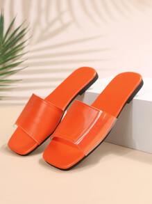 Clear Panel Slide Sandals - Orange - View 4