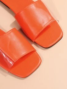 Clear Panel Slide Sandals - Orange - View 6