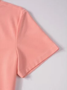 Manfinity Homme 男士小高領拼接織帶POLO衫 - 珊瑚粉 - 查看 5