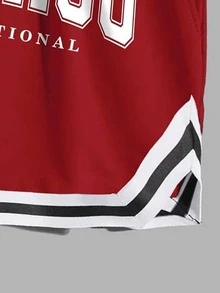 Aesthetic Post Nam Colorblock Letter Đồ họa Dây rút Quần short thắt lưng Bóng rổ Quà tặng bạn trai Chicago - Nhiều màu - Xem 4