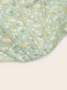 Soleia Áo sơ mi nữ Bất đối xứng Cao thấp Dây kéo Họa tiết hoa Boho - Màu xanh Bạc hà - Xem 3