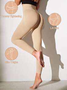 1Pc Women's Seamless High-Waist Butt Lift  Tummy Control Leggings For Base Layering