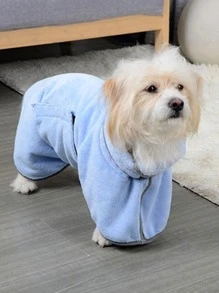 1pc Absorbent Cat/Dog Lover Gift And Dog/Cat Mom Love Pet Bath Towel - Blue - View 1