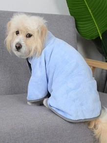 1pc Absorbent Cat/Dog Lover Gift And Dog/Cat Mom Love Pet Bath Towel - Blue - View 2