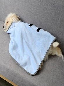 1pc Absorbent Cat/Dog Lover Gift And Dog/Cat Mom Love Pet Bath Towel - Blue - View 5