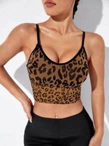 Yoga Sxy Sujetador deportivo con estampado de leopardo - Marrón - Ver 1