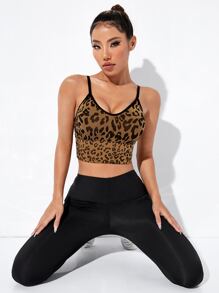 Yoga Sxy Sujetador deportivo con estampado de leopardo - Marrón - Ver 4