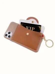 Cartoon Bear Wallet Phone Case - Brown - View 2