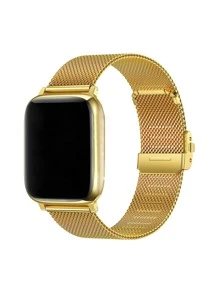 1入組可調節米蘭式按扣錶帶兼容Apple Watch - 金色 - 查看 1