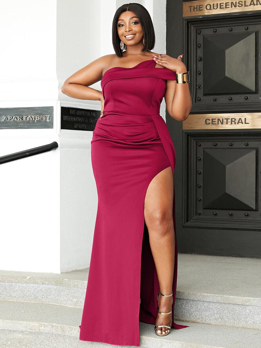 Mais Vestidos Um ombro Coxa dividida