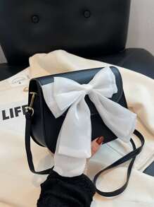 Túi Crossbody Nữ Nơ Bướm màu trơn Có thể điều chỉnh được Sẵn sàng - màu đen - Xem 1