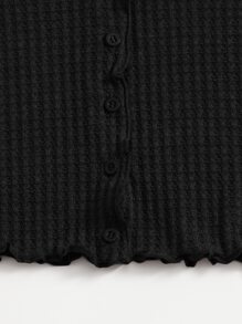 SHEIN EZwear Plus Lettuce Trim Waffle Knit Tee