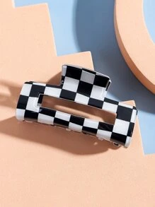 波西米亚风格子图案发爪发夹发夹发钳 - 黑與白 - 查看 1