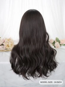 alicegarden Tóc giả tổng hợp dài xoăn có mái - màu đen - Xem 2