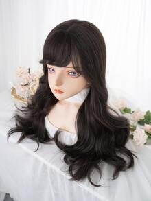 alicegarden Tóc giả tổng hợp dài xoăn có mái - màu đen - Xem 4