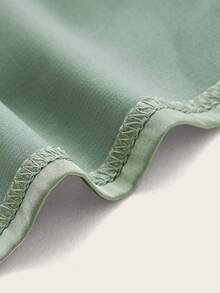 SHEIN ICON Grunge Satin Ruched Crop Halter Top - Mint Green - View 3