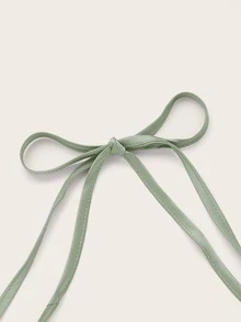 SHEIN ICON Grunge Satin Ruched Crop Halter Top - Mint Green - View 4