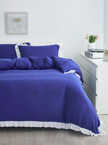 Ruffle Decor Duvet Cover Set Without Filler - Blue - View 2