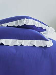 Ruffle Decor Duvet Cover Set Without Filler - Blue - View 4