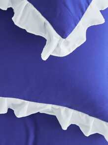 Ruffle Decor Duvet Cover Set Without Filler - Blue - View 5