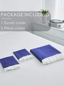 Ruffle Decor Duvet Cover Set Without Filler - Blue - View 7