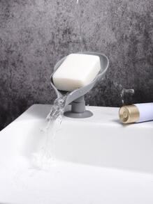 Leaf Shape Soap Box Drain Soap Holder Box For Bathroom Shower Soap Dish Sponge Storage Plate Tray Bathroom Supplies Gadgets - Grey - View 1