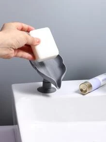 Leaf Shape Soap Box Drain Soap Holder Box For Bathroom Shower Soap Dish Sponge Storage Plate Tray Bathroom Supplies Gadgets - Grey - View 2