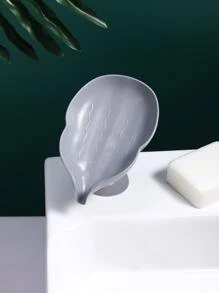 Leaf Shape Soap Box Drain Soap Holder Box For Bathroom Shower Soap Dish Sponge Storage Plate Tray Bathroom Supplies Gadgets - Grey - View 6