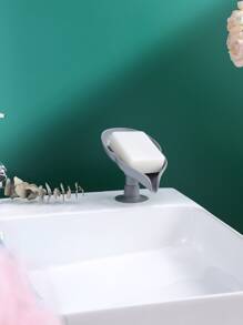 Leaf Shape Soap Box Drain Soap Holder Box For Bathroom Shower Soap Dish Sponge Storage Plate Tray Bathroom Supplies Gadgets - Grey - View 7