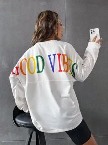 SHEIN Unity Letter Graphic Drop Shoulder Tee - White - View 1