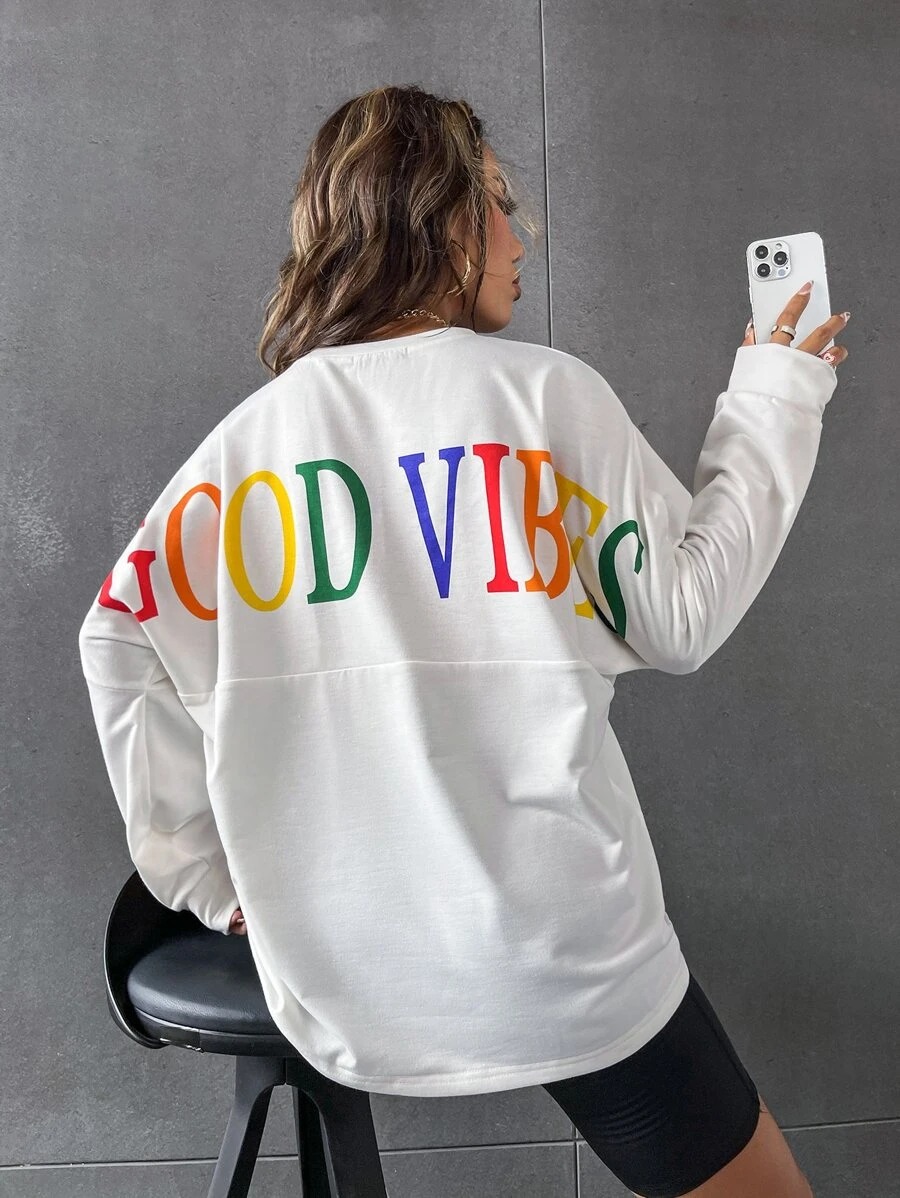 SHEIN Unity Letter Graphic Drop Shoulder Tee - White - View 1