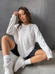 SHEIN Unity Letter Graphic Drop Shoulder Tee - White - View 2