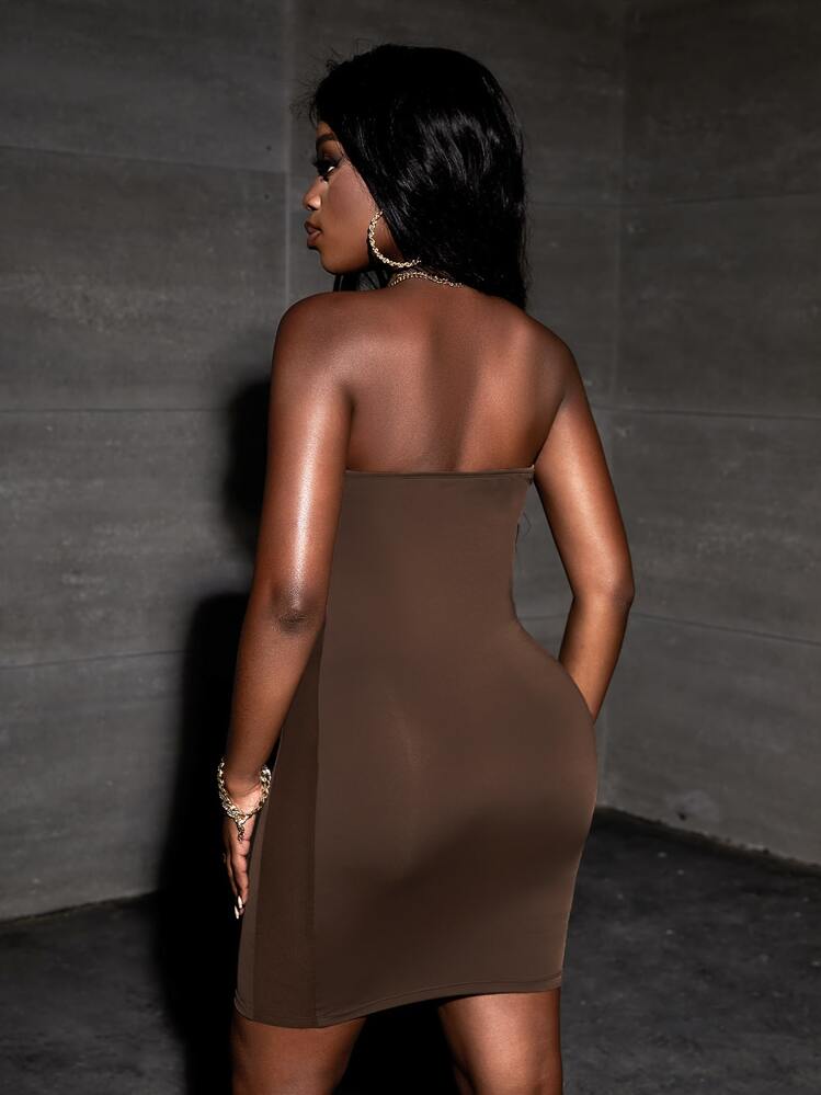 SHEIN SXY Solid Backless Halter Dress | SHEIN USA