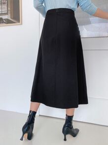 DAZY High Waist Pleated Panel Skirt - Black - View 2