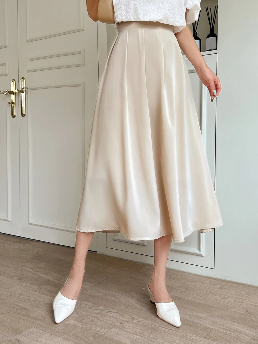DAZY High Waist Pleated Skirt Fall - Beige - View 1