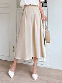 DAZY High Waist Pleated Skirt Fall - Beige - View 5