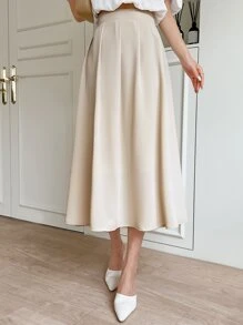 DAZY High Waist Pleated Skirt Fall - Beige - View 6