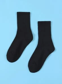 Men Solid Crew Socks - Black - View 1