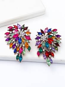 水鑽裝飾耳釘 - 彩色 - 查看 1