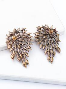 水鑽裝飾耳釘 - 彩色 - 查看 2