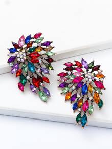 水鑽裝飾耳釘 - 彩色 - 查看 5