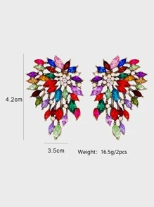 水鑽裝飾耳釘 - 彩色 - 查看 6