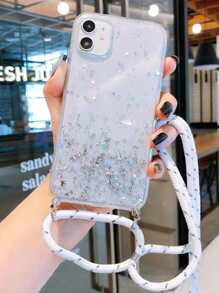 Ốp điện thoại đính kim sa kèm dây đeo, phiên bản quốc tế, không phải phiên bản nội địa. - trắng - Xem 1