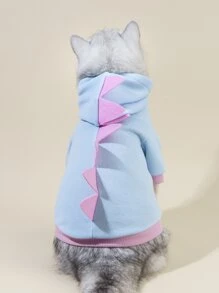 1入組恐龍設計寵物連帽衫 - 淺藍色 - 查看 2